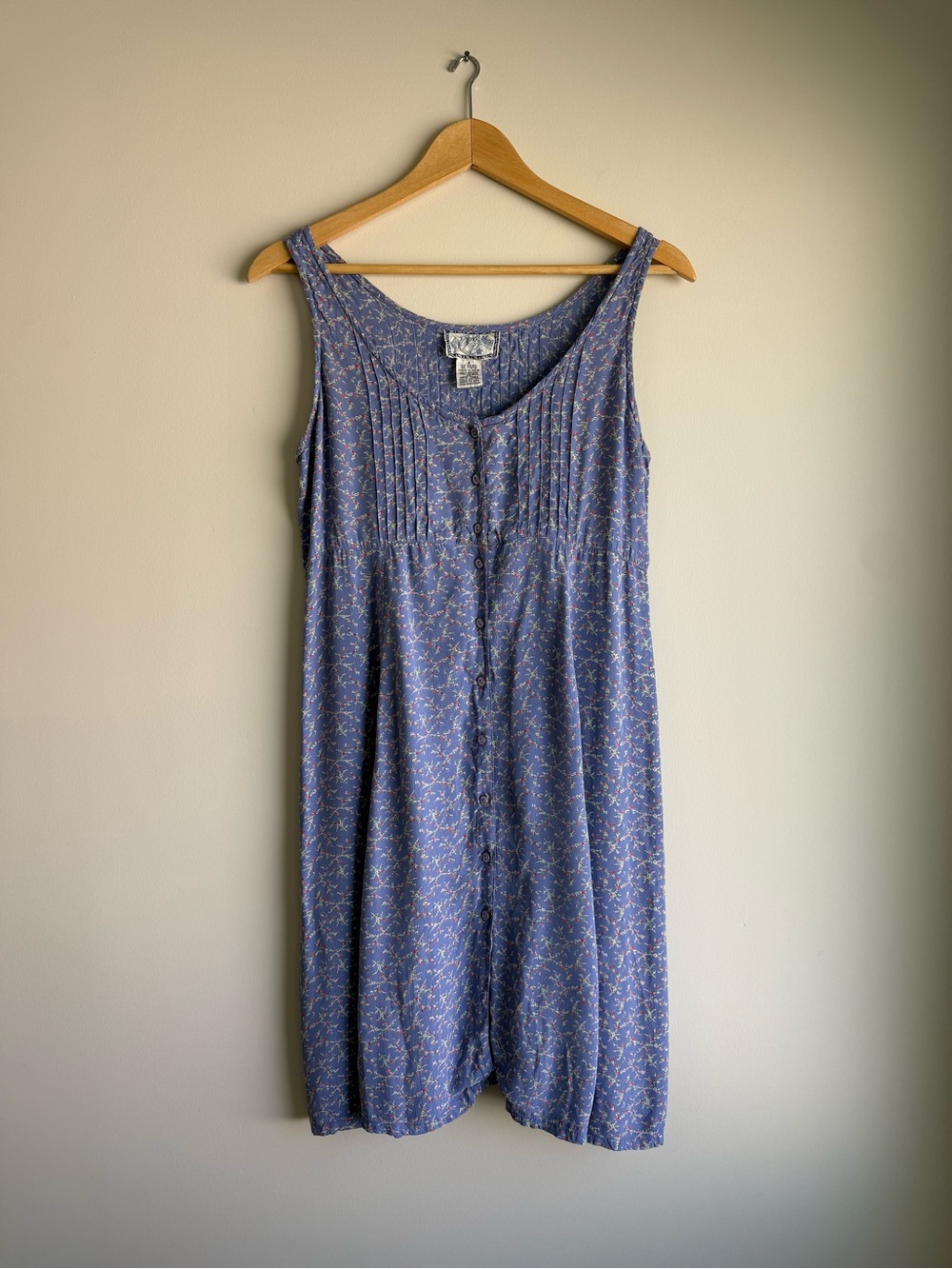 Vintage Pudding Shop Blue Ditsy Floral Button Front Dress Size 4